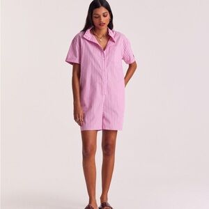 Balzac Paris Pink Red Striped Romper Victorian Collar Summer Spring Barbie Beach